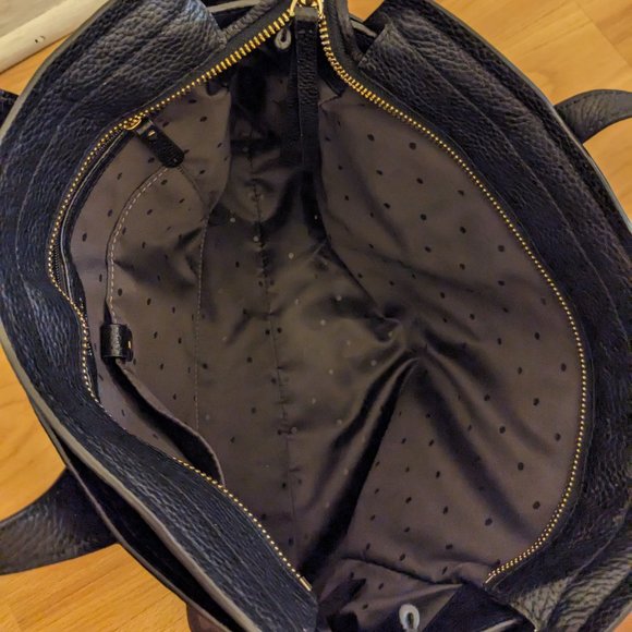 Kate Spade - Large Black Pebble Leather Tote Bag w/ Gold Hardware - Picture 3 of 4